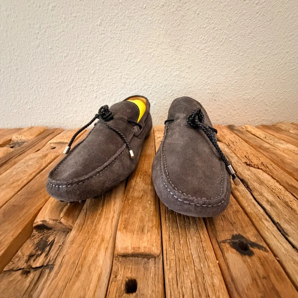 Danyberd Paris Mens Suede Driving Loafers Brown Made in Italy Gommino Size 42.5